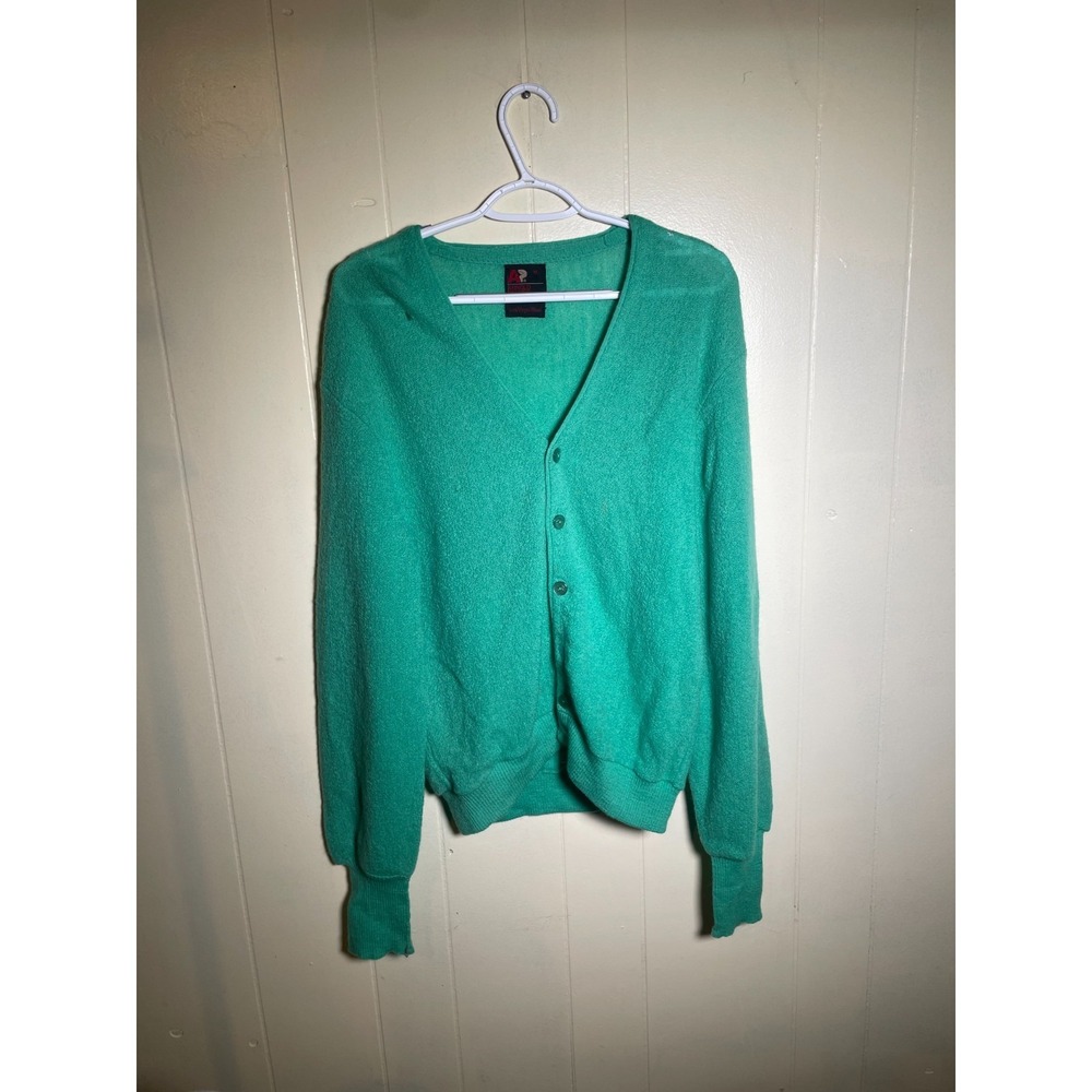 Vintage Arnold Palmer By Robert Bruce Green Wool Cardigan Sweater Womens M